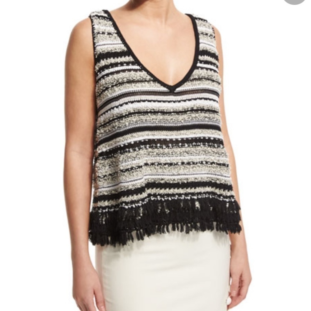 Elizabeth And James Fringe Sleeveless Linear A Line Top
